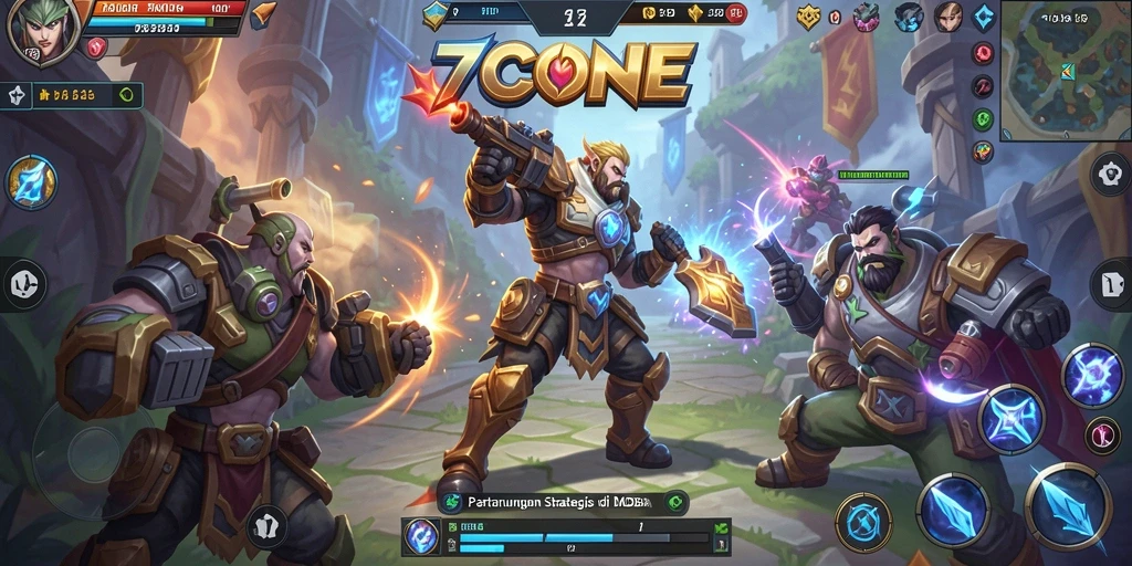 Tampilan seru dari gameplay MOBA di 7CONE.