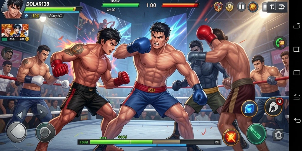 Screenshot gameplay DOLAR138 menampilkan karakter sedang bertarung dengan efek menarik.