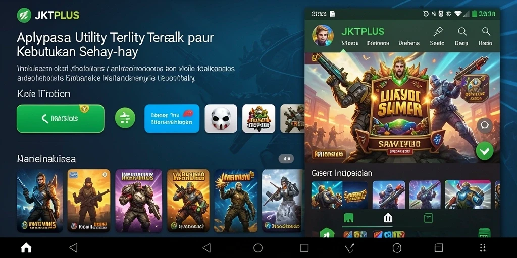Screenshot JKTPLUS menunjukkan antarmuka intuitif dan fitur utama aplikasi Utility.