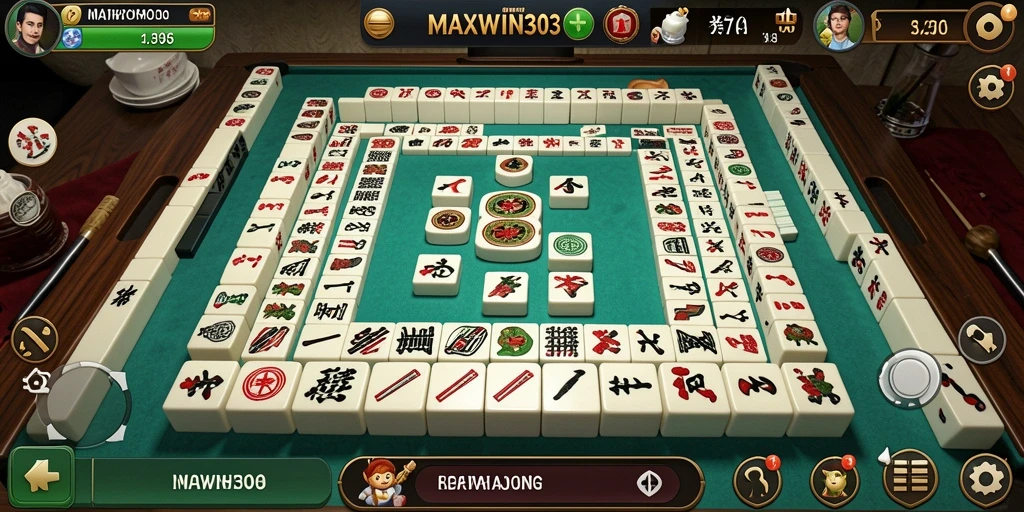 Tampilan gameplay seru di MAXWIN303 dengan ubin Mahjong yang menarik.