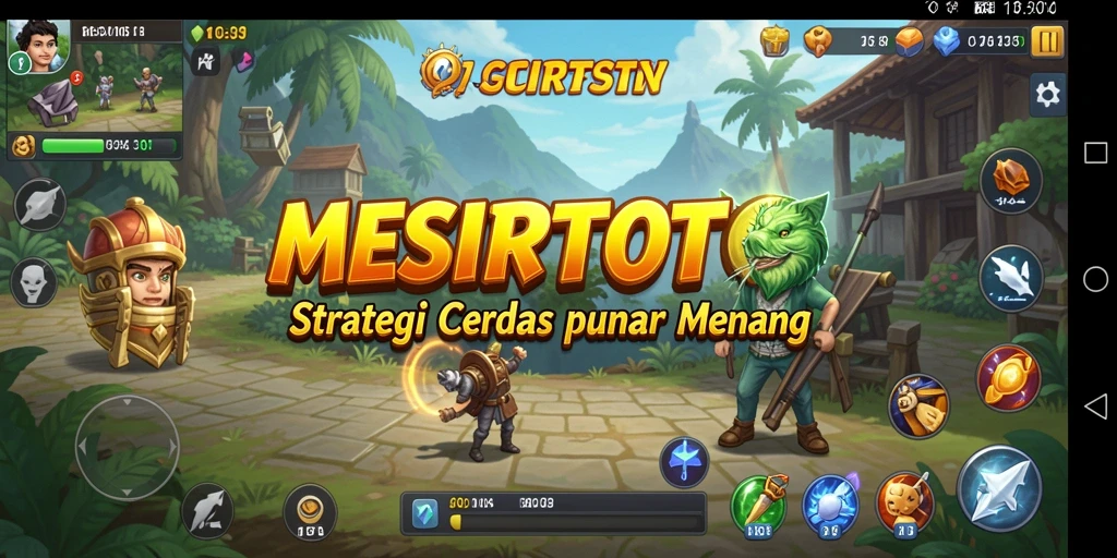 Screenshot permainan MESIRTOTO yang menunjukkan strategi pertarungan.