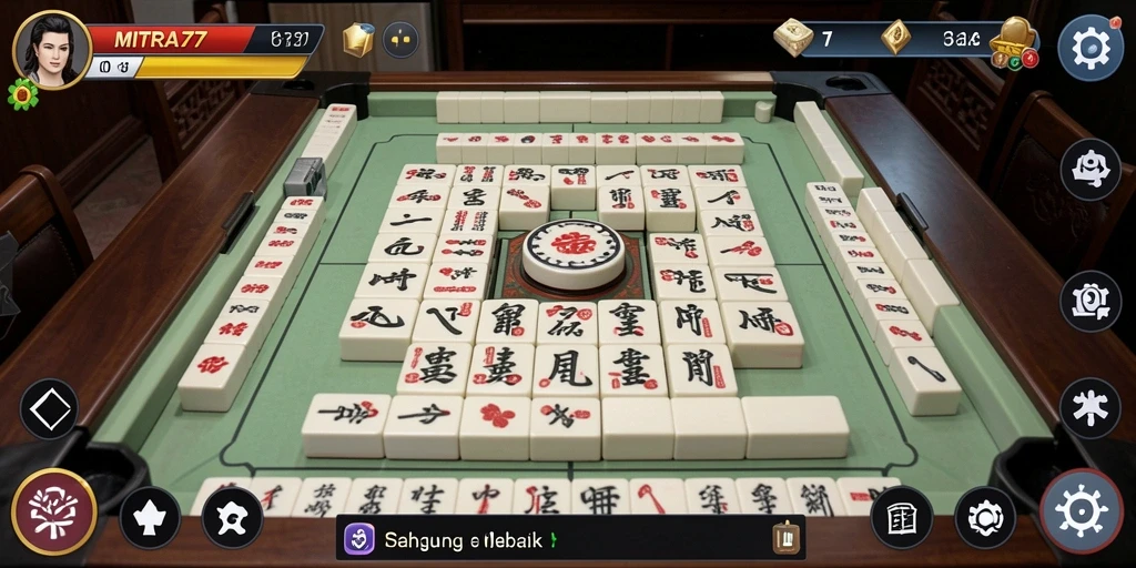 Tampilan gameplay seru di MITRA77 yang menghadirkan Mahjong klasik.