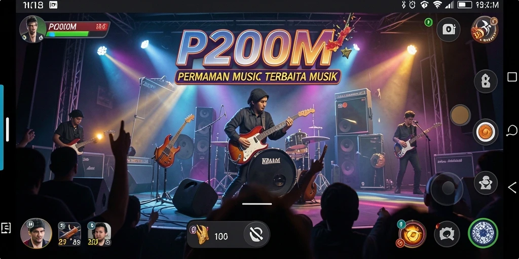 Tampilan gameplay P200M yang seru dengan berbagai lagu.