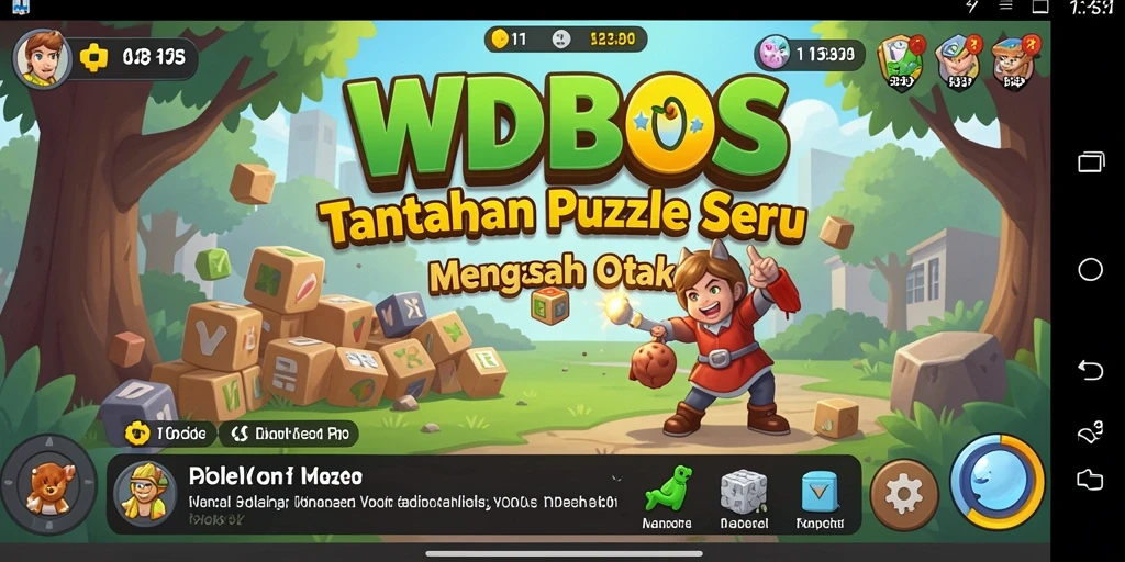 Tampilan gameplay WDBOS dengan berbagai tantangan puzzle.