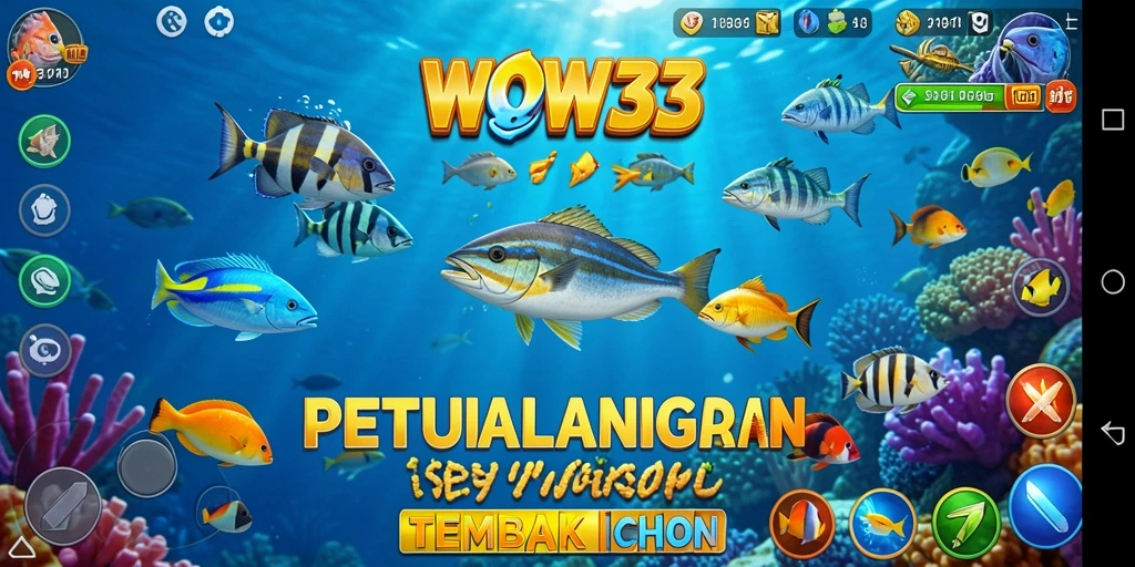 Screenshot gameplay WOW33 yang menunjukkan aksi tembak ikan seru.